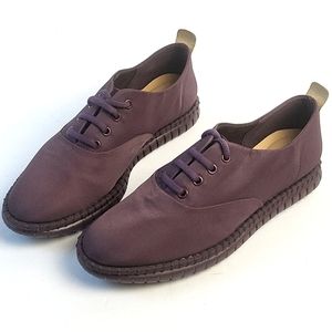 NEW Clarks MXT Blithe Leather and Textile Aubergine Lace-up Comfort Sneaker …